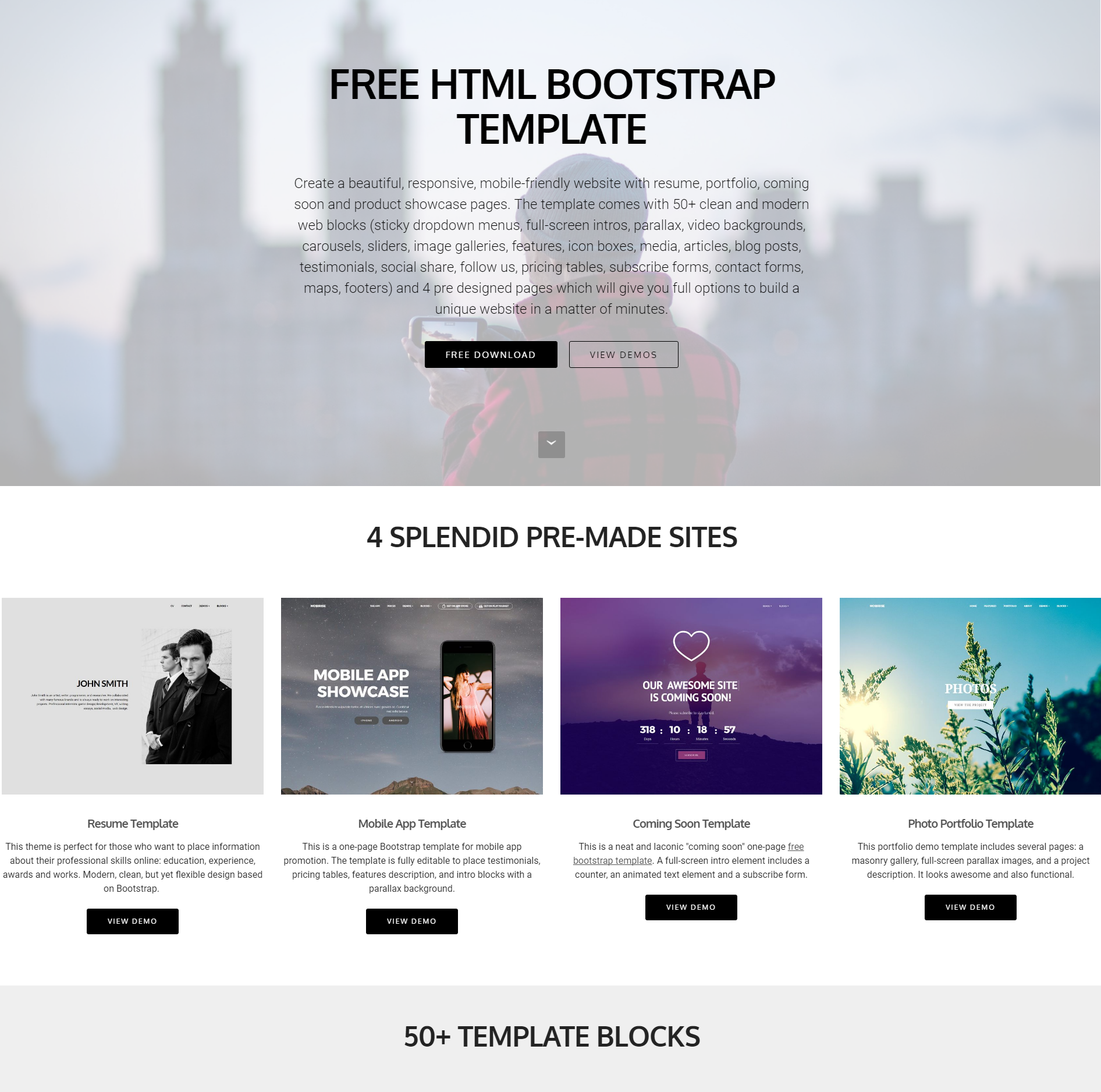 Free Download Bootstrap 4 Blocks Templates